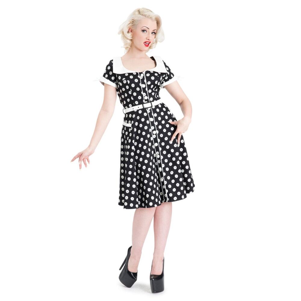 Voodoo Vixen Black and White Polka Dot Midi Dress
